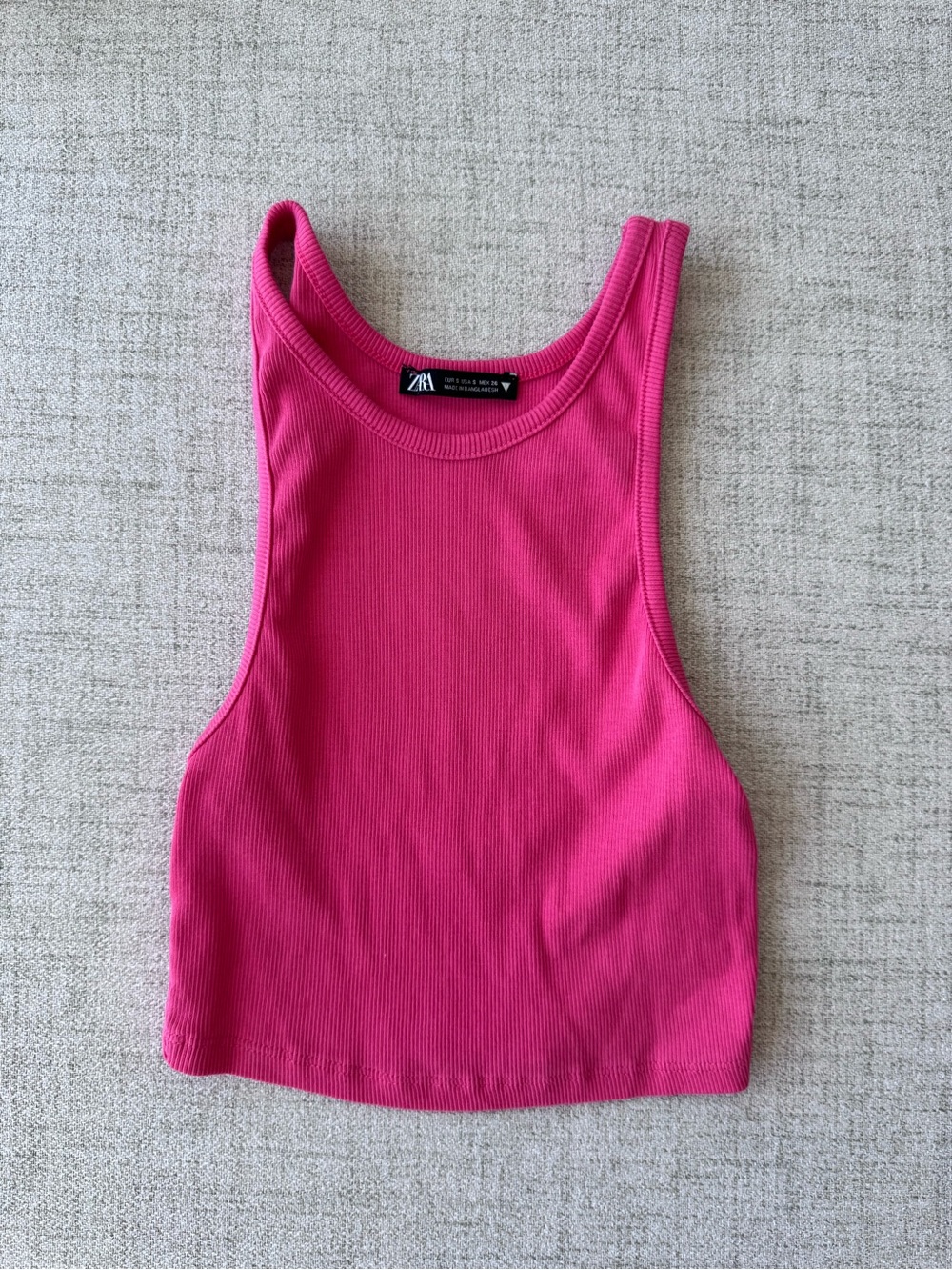 Zara Ribbed Tank Top in Pink Size Medium Like New
